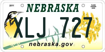 NE license plate XLJ727