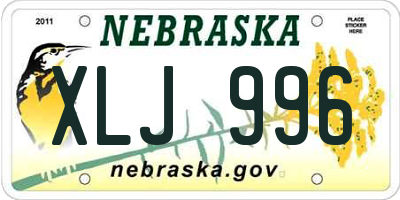 NE license plate XLJ996