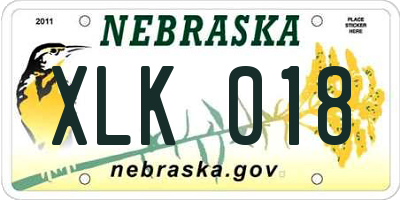 NE license plate XLK018