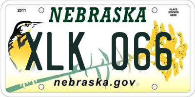 NE license plate XLK066