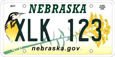 NE license plate XLK123