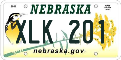 NE license plate XLK201