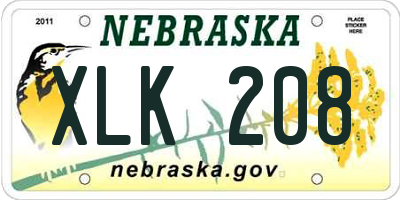 NE license plate XLK208