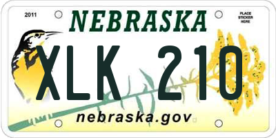 NE license plate XLK210