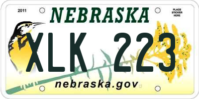 NE license plate XLK223