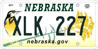 NE license plate XLK227