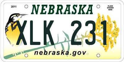 NE license plate XLK231
