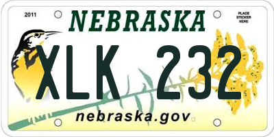NE license plate XLK232