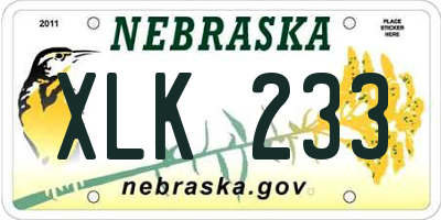NE license plate XLK233