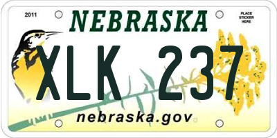 NE license plate XLK237