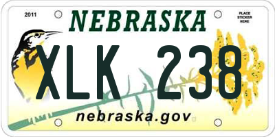 NE license plate XLK238