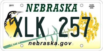 NE license plate XLK257