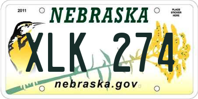 NE license plate XLK274
