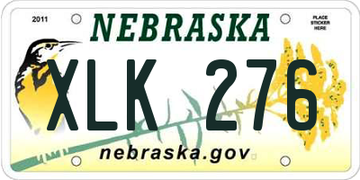 NE license plate XLK276