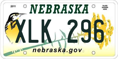 NE license plate XLK296
