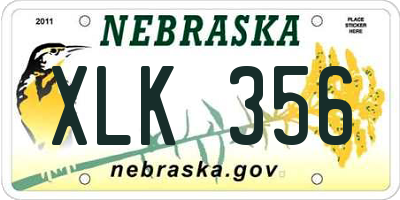 NE license plate XLK356