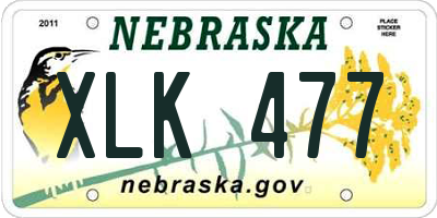 NE license plate XLK477