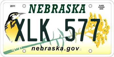 NE license plate XLK577