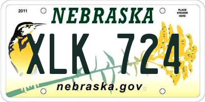 NE license plate XLK724