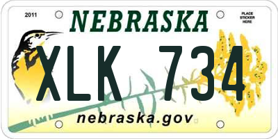 NE license plate XLK734
