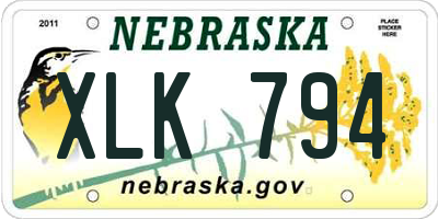 NE license plate XLK794