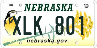 NE license plate XLK801