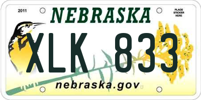 NE license plate XLK833