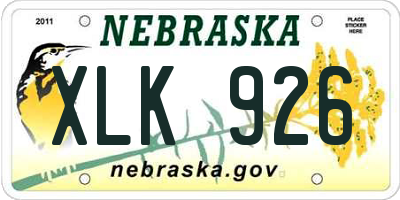 NE license plate XLK926