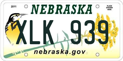 NE license plate XLK939