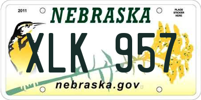 NE license plate XLK957