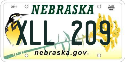NE license plate XLL209