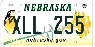 NE license plate XLL255