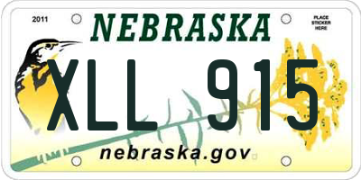 NE license plate XLL915