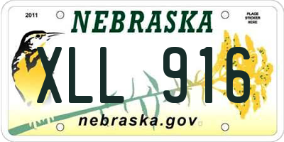 NE license plate XLL916
