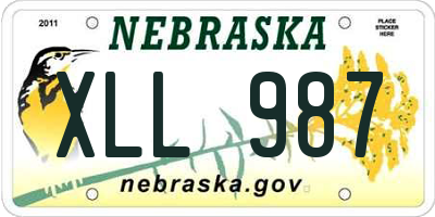 NE license plate XLL987