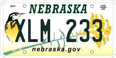 NE license plate XLM233