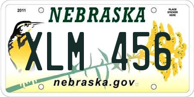 NE license plate XLM456