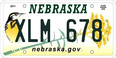 NE license plate XLM678