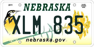 NE license plate XLM835