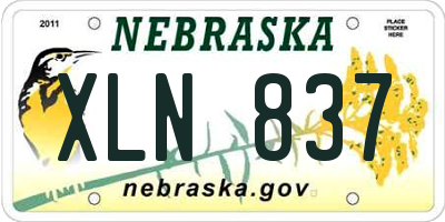 NE license plate XLN837