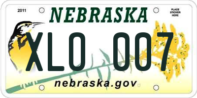 NE license plate XLO007