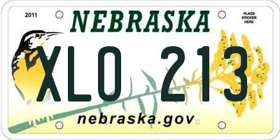 NE license plate XLO213