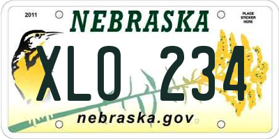 NE license plate XLO234