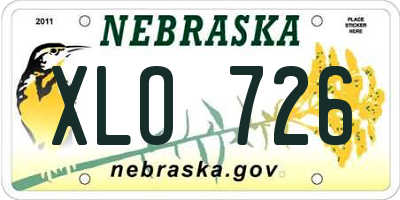 NE license plate XLO726