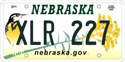 NE license plate XLR227