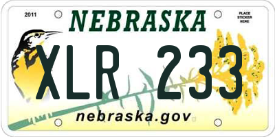 NE license plate XLR233