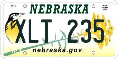 NE license plate XLT235