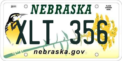 NE license plate XLT356