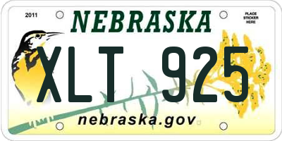 NE license plate XLT925