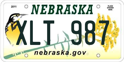 NE license plate XLT987